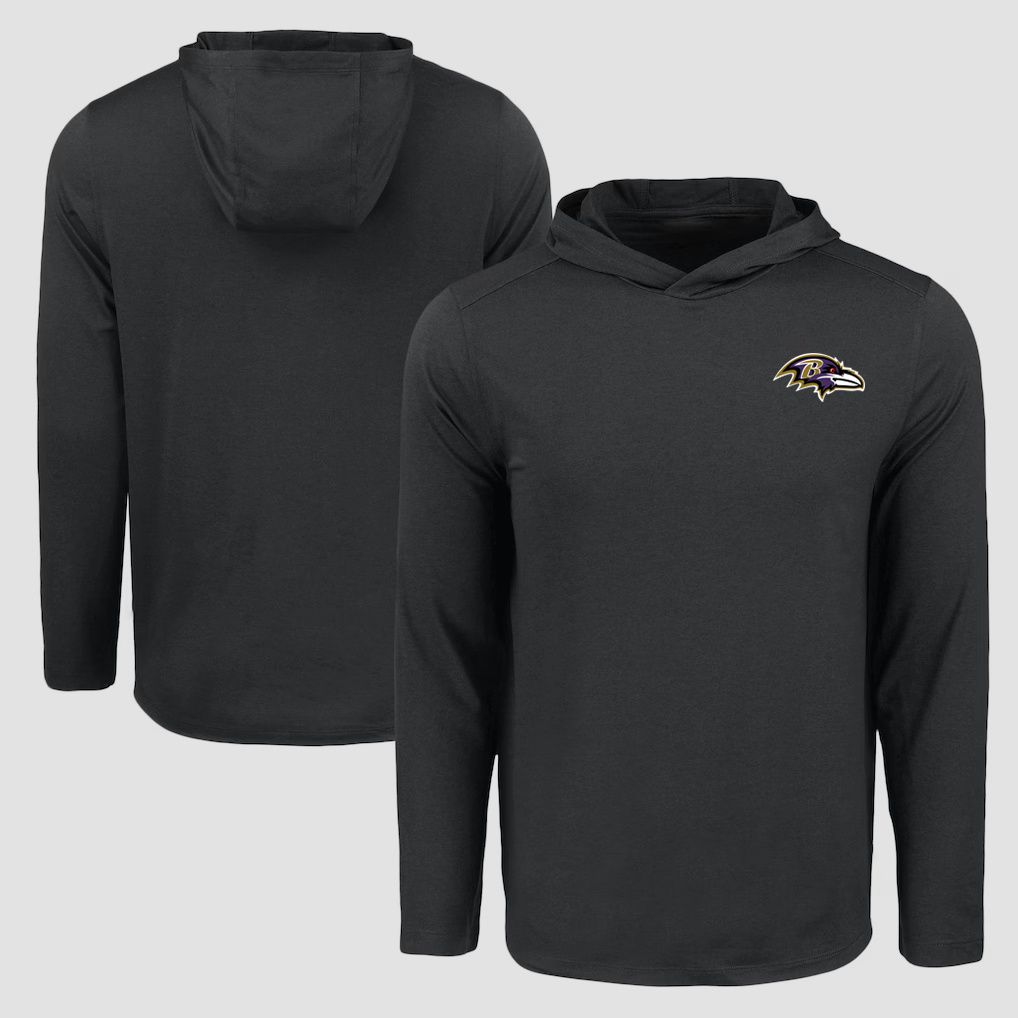Men 2026 NFL Baltimore Ravens Hooded long sleeved T-shirt black 06